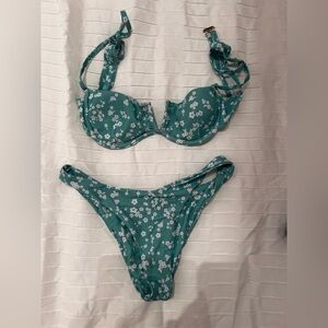 Floral Teal Green Bikini Set